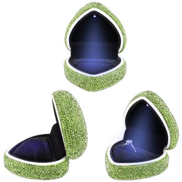 NEW Sparkling Crystal Rhinestone Heart Bling Jewelry Valentine Ring Box… - Picture 9 of 17